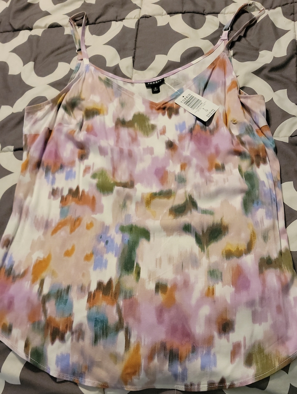 Torrid Size 0 Pastel Watercolor Print Adjustable Strap Cami Plus Size NWT